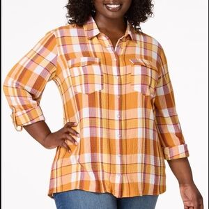 Cato Plaid Button-Up Women’s Top